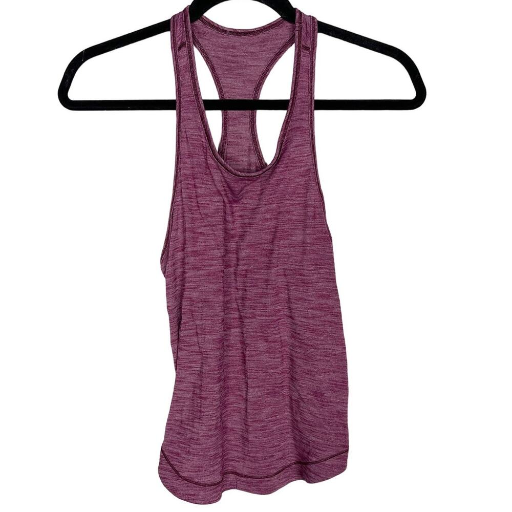 Lululemon Womens 2 Heather Marvel Purple Red Long Distance Racerback Tank Scoop
